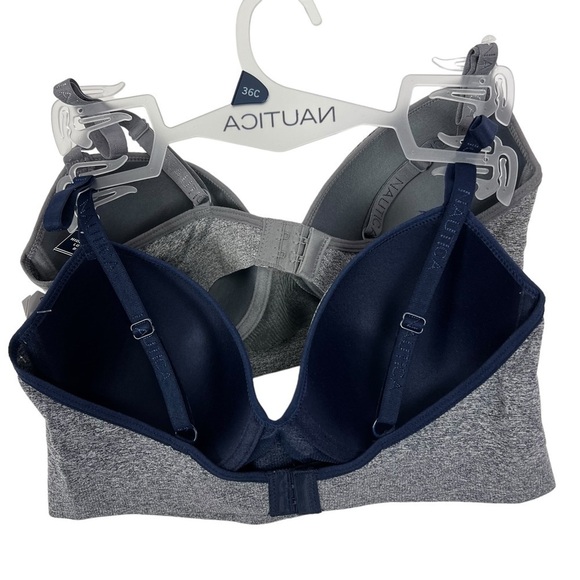 Nautica Women’s Bras Sz 36C Lot/2 Hidden Wire Lounge Bras Multi Color Underwire - Picture 2 of 9